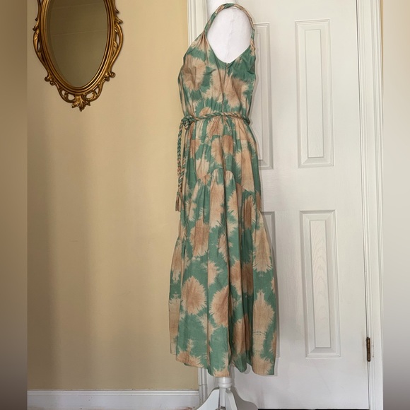Ulla Johnson Valentina midi-length sundress 100% cotton shibori-inspired W/ belt - Picture 9 of 15